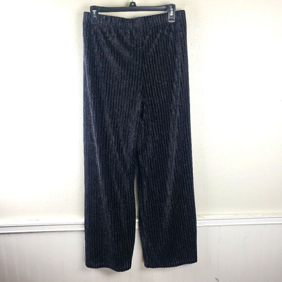 Women's House of Harlow1960 X REVOVLE Black Sparkly Pinstripe Velvet Pants Sz SM - Picture 2 of 8